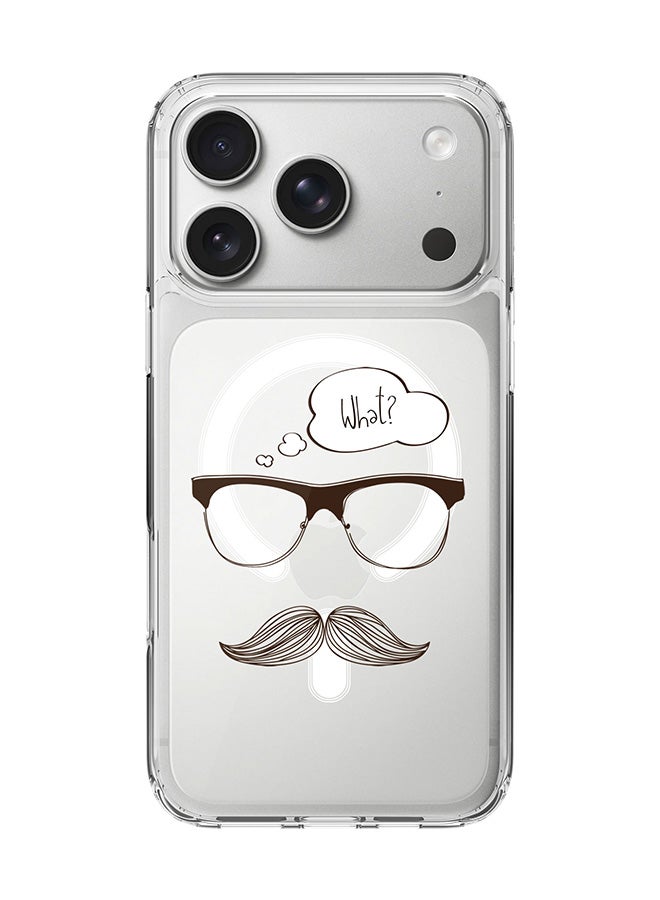 Stylizedd Classic Clear MagSafe Case for iPhone 17 Pro , Hybrid Soft Case Flexible Edges Anti Drop TPU PC Gel Thin Transparent Cover [ Designed for iPhone 17 Pro ] - What (Hipster)