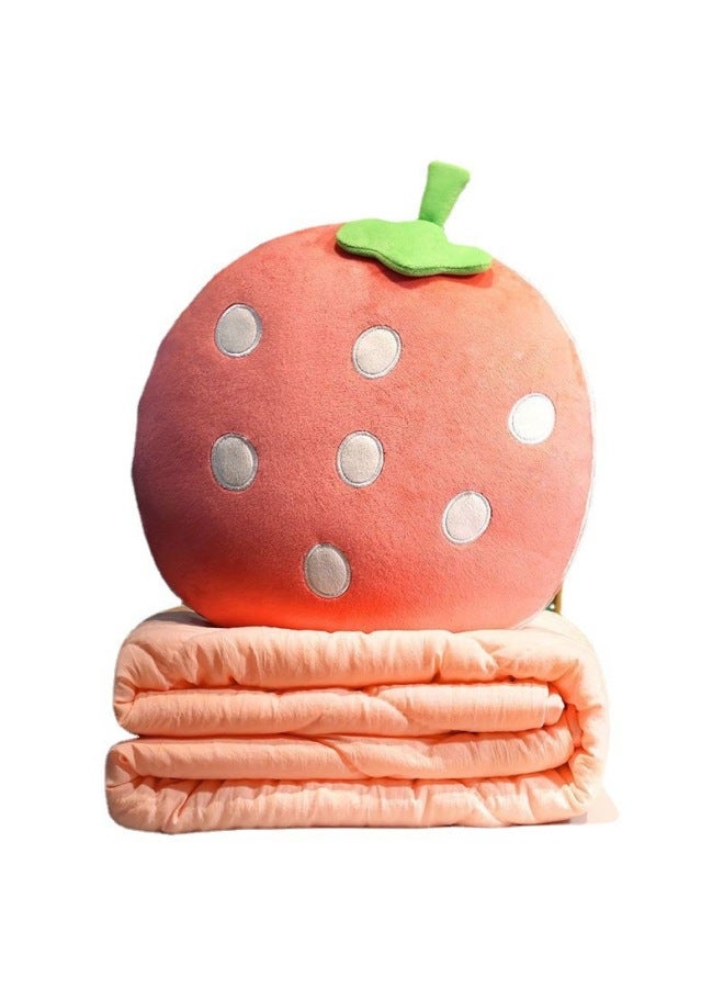 Pillow Quilt Dual-use Office Nap Pillow Car Blanket Two-in-One Car Pillow Girls Sleeping Car-Specifications:Small Quilt 150* 100cm-Color:Round-strawberry