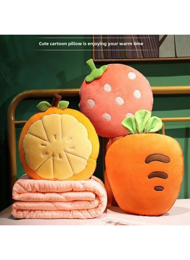 Pillow Quilt Dual-use Office Nap Pillow Car Blanket Two-in-One Car Pillow Girls Sleeping Car-Specifications:Small Quilt 150* 100cm-Color:Round-strawberry