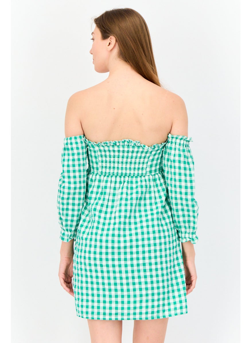 ONLY Women Micro Checkered Mini Dress, Multicolor  - Image 3