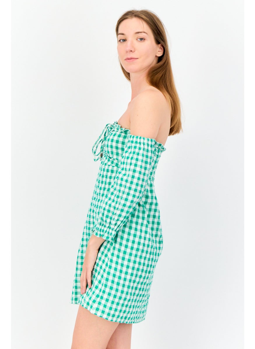 ONLY Women Micro Checkered Mini Dress, Multicolor  - Image 2
