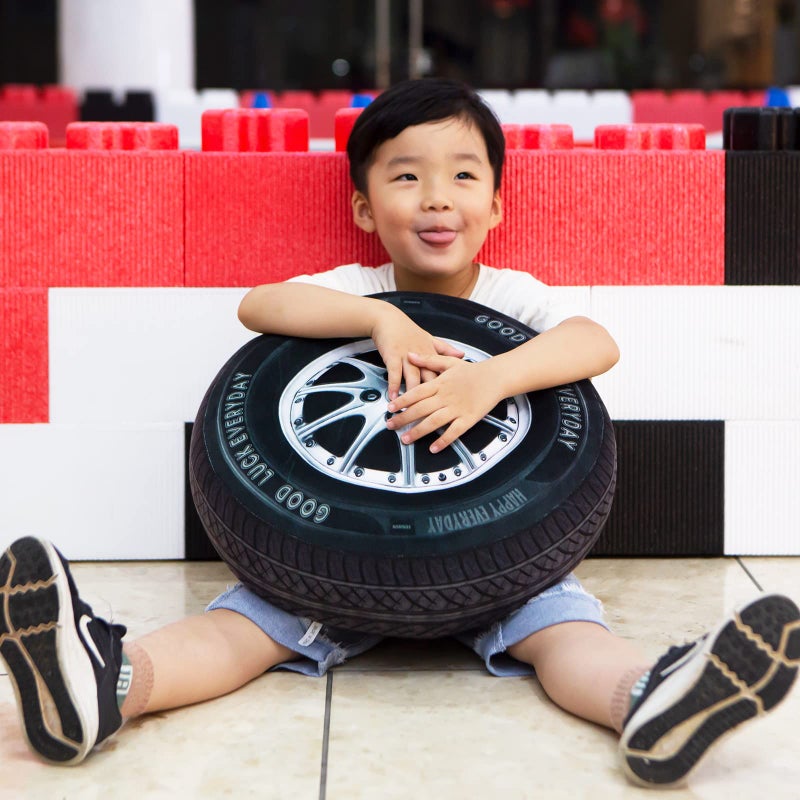Ryttir 15.7 Inch Big Creative 3D Simulation Wheel Plush Pillow Soft Car Tire Pillow Wheel Toy Outdoor Cushions for Car Owners Clever Boy's and Girl's Room Decor Perfect Race Car Bedroom Decor for Boys - Image 5
