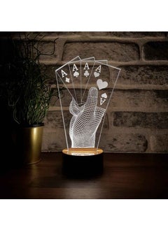 Poker LED Table Lamp Design Wooden Base 7 Different Light Colors