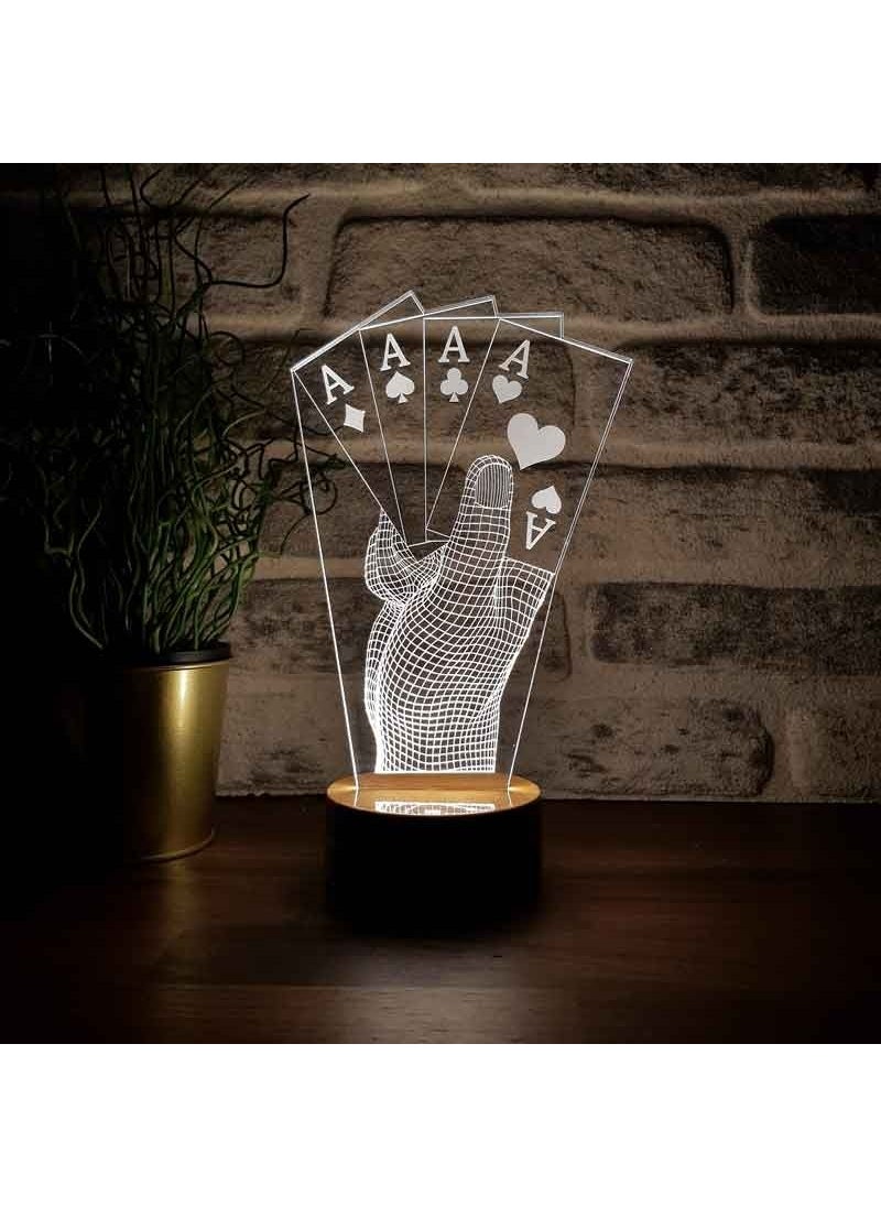 By-Lamp - Poker LED Table Lamp Design Wooden Base 7 Different Light Colors - Image 1