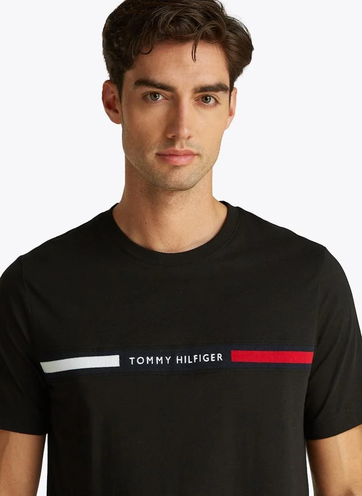 TOMMY HILFIGER Black Logo Embroidery Insert Jersey T-Shirt for Men | Best Price UAE