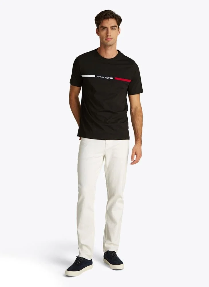 TOMMY HILFIGER Black Logo Embroidery Insert Jersey T-Shirt for Men | Best Price UAE