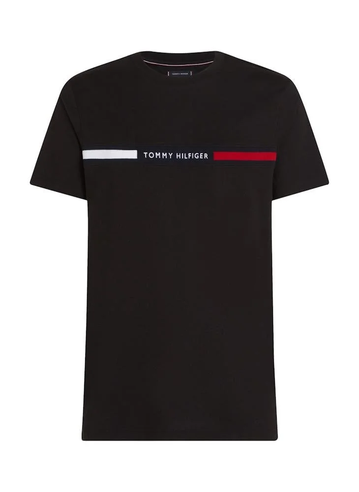 TOMMY HILFIGER Black Logo Embroidery Insert Jersey T-Shirt for Men | Best Price UAE