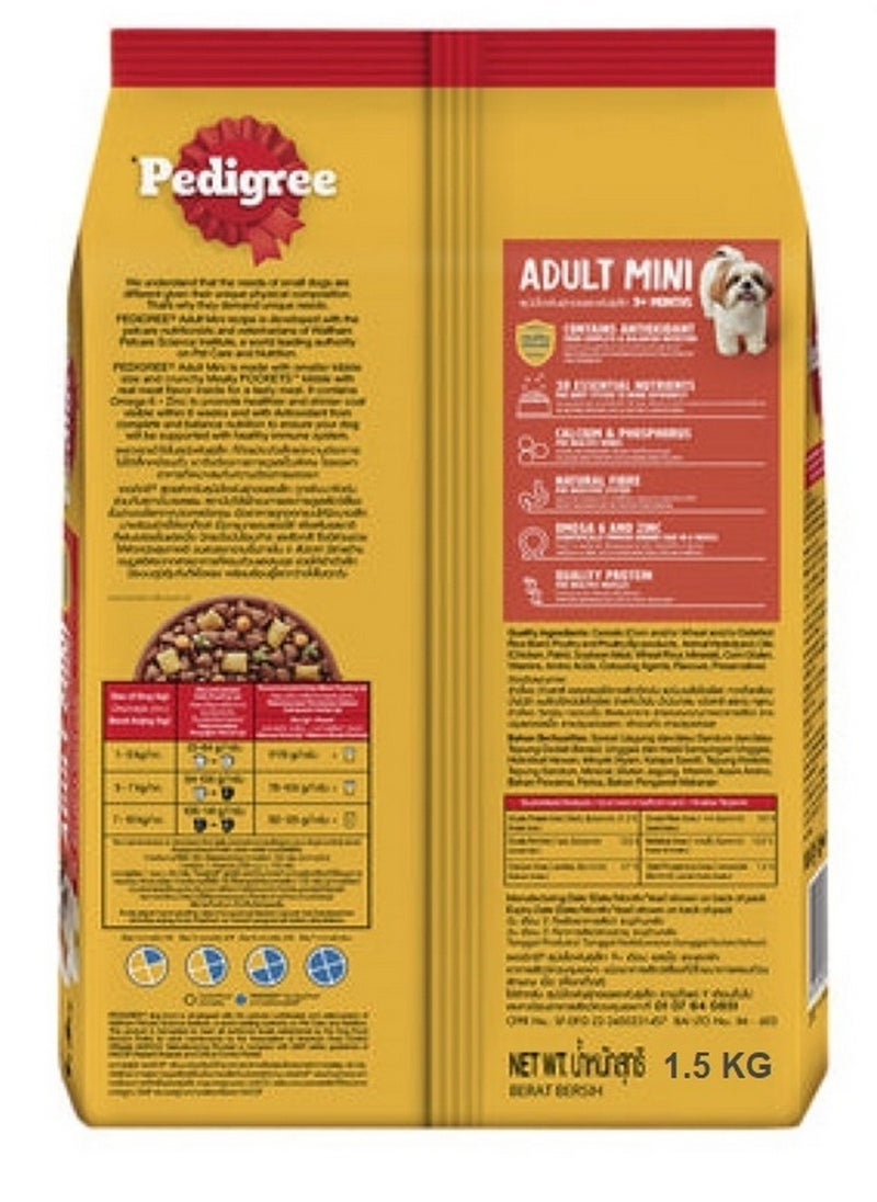 Pedigree - Adult Mini 9+ Months Beef Lamb & Vegetable Flavour 1.5 Kg - Image 1