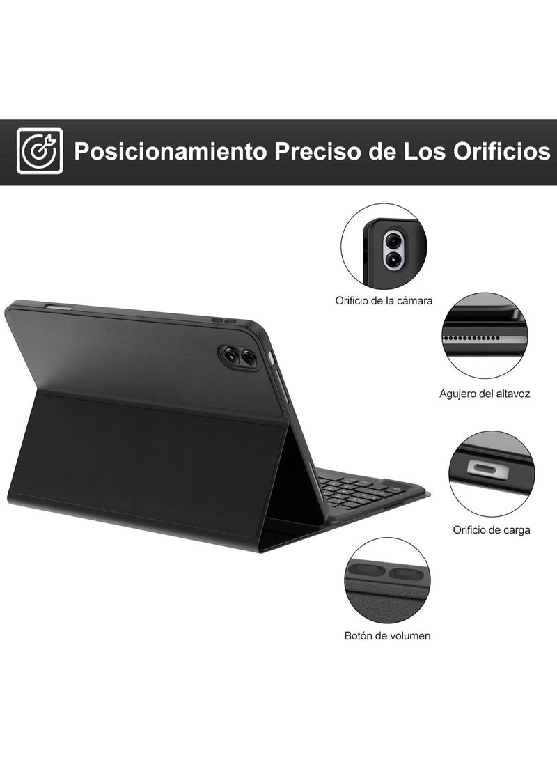 فكرة جراب Fekra مع كيبورد مخصص لساعة Redmi Pad Pro / Xiaomi Poco Pad مقاس 12.1 بوصة، مزود بغطاء حماية نحيف مع لوحة مفاتيح بلوتوث لاسلكية قابلة للفصل، باللون الأسود، يوفر حماية متكاملة ويحوّل التابلت إلى تجربة استخدام شبيهة باللابتوب مع سهولة في الكتابة والتنقل. - Image 2