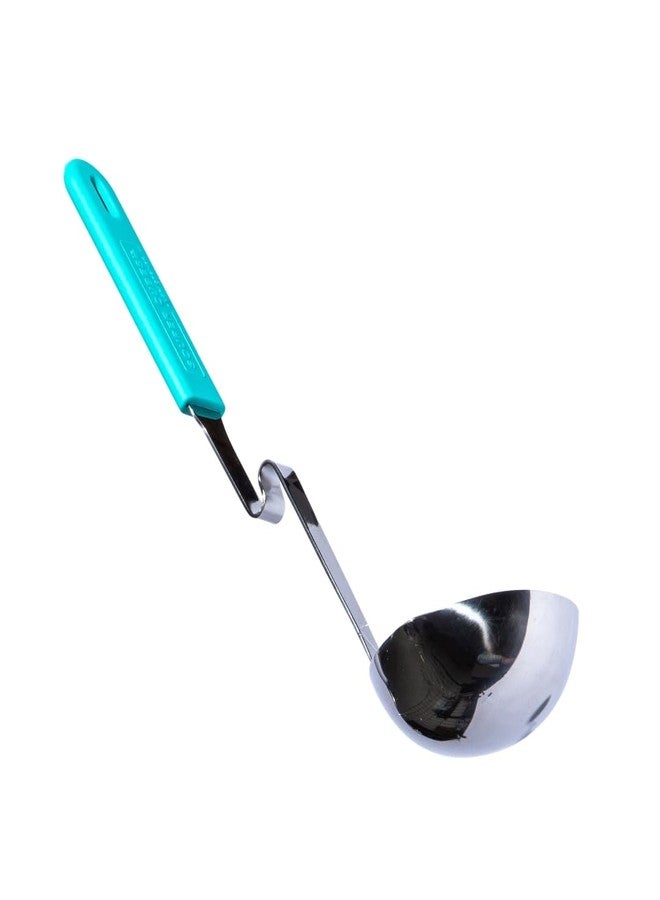 Souper Cubes + Lori Greiner No Mess Stainless Steel Soup Ladle with Silicone Handle - Metal Soup Ladle with No Mess Design That Hooks on Side of Any Pot - Aqua - Image 2