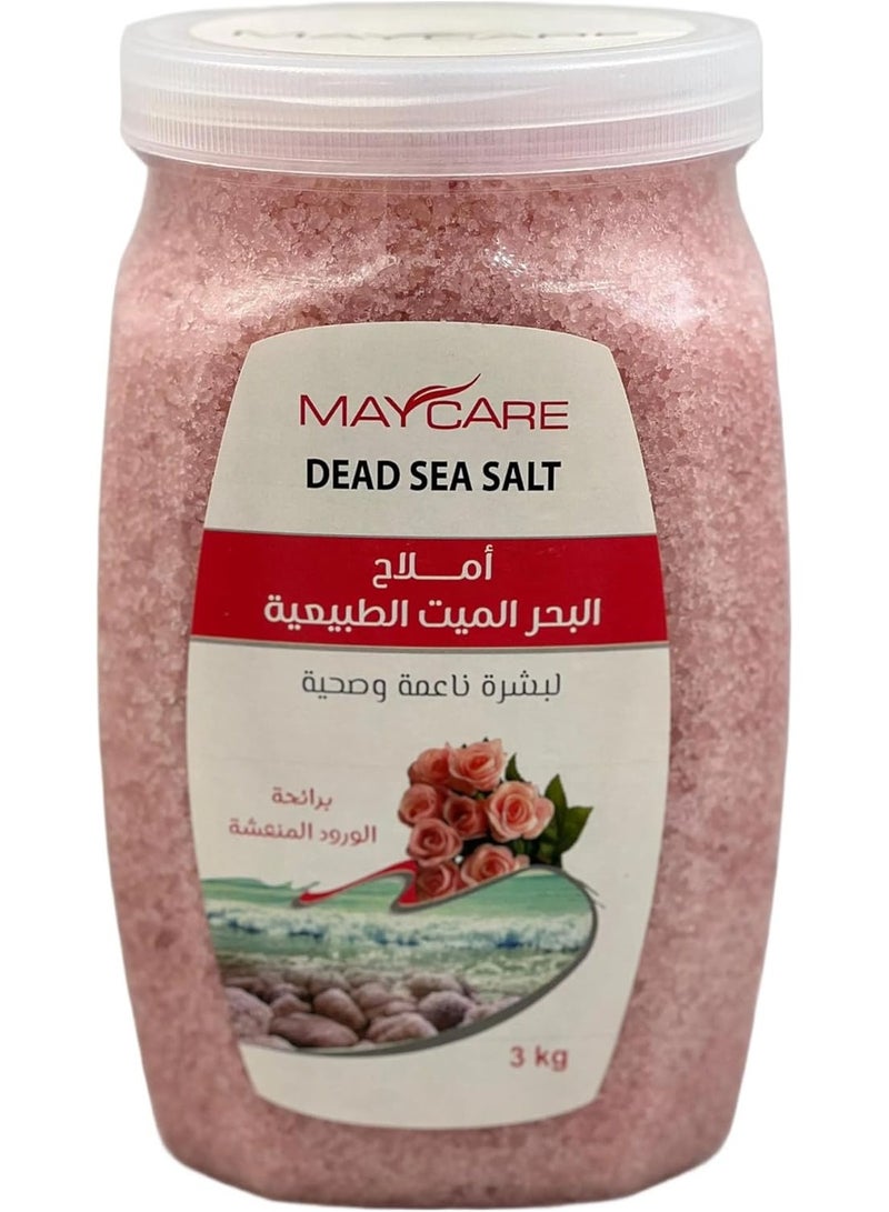 Natural Bath Salts with Refreshing Rose Fragrance, Mineral-Rich, Skin Purifying, Relaxation & Spa, 100% Natural Dead Sea Minerals, 3 kg