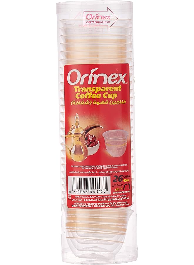 Orinex Transparent Coffee Cup 26 Pieces Clear