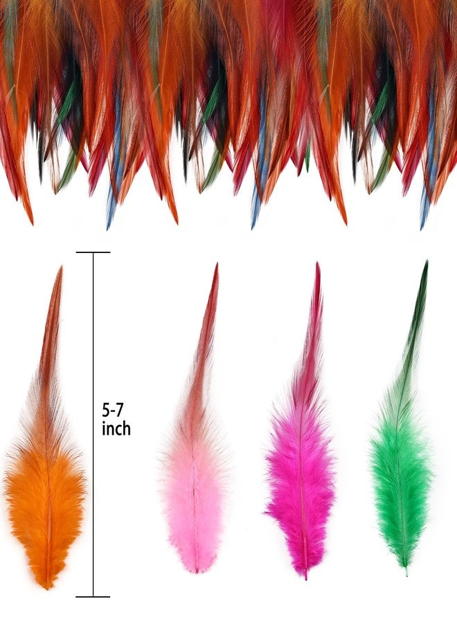 whitefeather Feathers for Crafting,240pcs 5-7inch Colorful Craft Rooster Feathers,Saddle Hackle Feather,Bulk Feathers for Wedding Home Party,Dream Catcher Supplies and DIY Crafts - Image 2