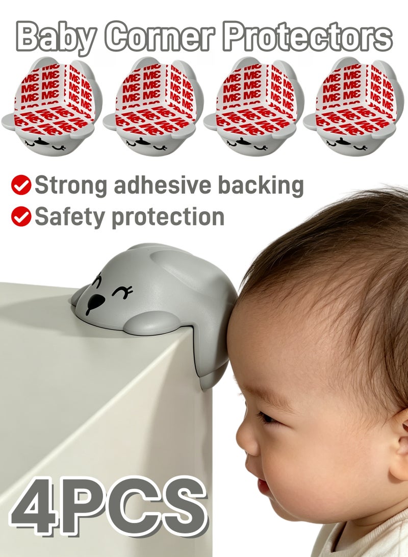 4PCS Edge Corner Protectors, Cute Safety Edge Corner Guards, Thick Silicone Furniture Corner Protector with Strong Adhesive Tape, Rabbit-shaped Anti-Collision Corner Guard Baby Proofing Corners for Sharp Furnitures Cupboard - Image 1