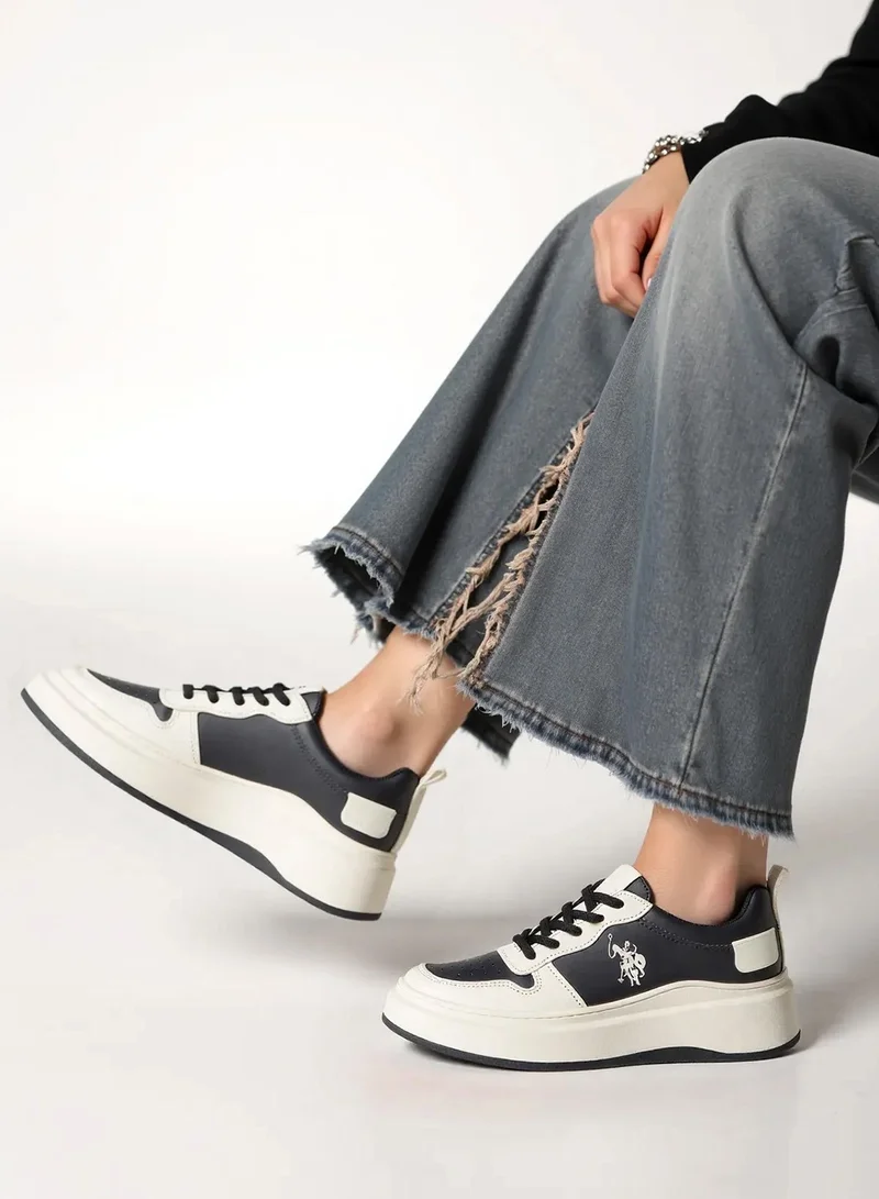 U.S. Polo Assn. Women's Black and White Sneakers - Bold Rugged Style with Durable Sole for Outdoor Wear