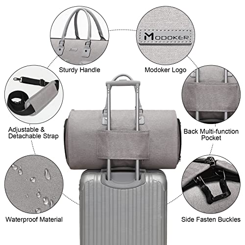 Modoker Convertible Garment Bag with Toiletry Bag, Modoker Carry on Garment Duffel Bag for Men Women - 2 in 1 Hanging Suitcase Suit Travel Bags, Light Grey - Image 4
