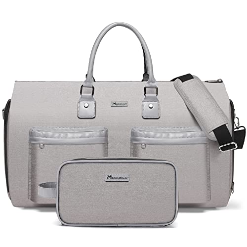 Modoker Convertible Garment Bag with Toiletry Bag, Modoker Carry on Garment Duffel Bag for Men Women - 2 in 1 Hanging Suitcase Suit Travel Bags, Light Grey - Image 1