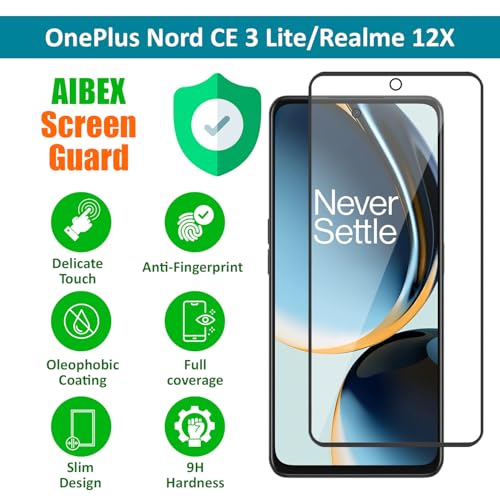 AIBEX Tempered Glass for OnePlus Nord CE 3 Lite 5G / Realme 12X 5G / Realme 11X 5G | 9H Hardness | Anti-Glare & Anti-Fingerprint | Water Resistant | Edge-to-Edge Full Screen Protector | Bubble-Free - Image 5
