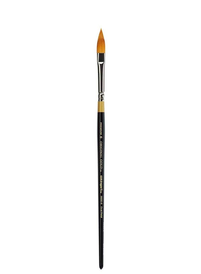 KINGART Premium Original Gold 9930-6 Oval Floral Petal Series Artist Brush, Golden Taklon Synthetic Hair, Short Handle, for Acrylic, Watercolor, Oil and Gouache Painting, Size 6