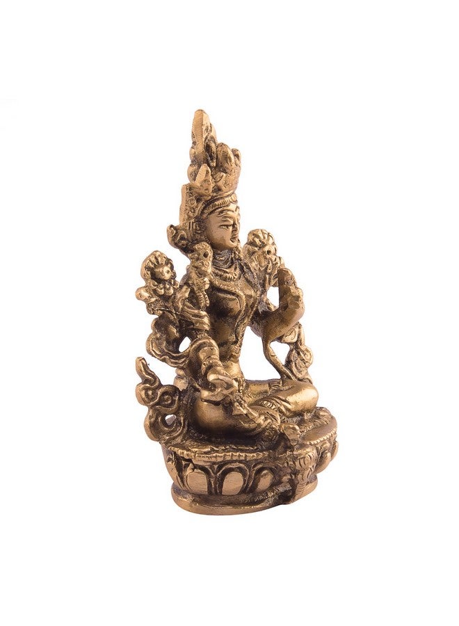 Kartique Brass Idol of Sitting Tara on Beautiful Pedestal for Spiritual Home Decor in Gold Color Height 3.5 Inch - Image 2