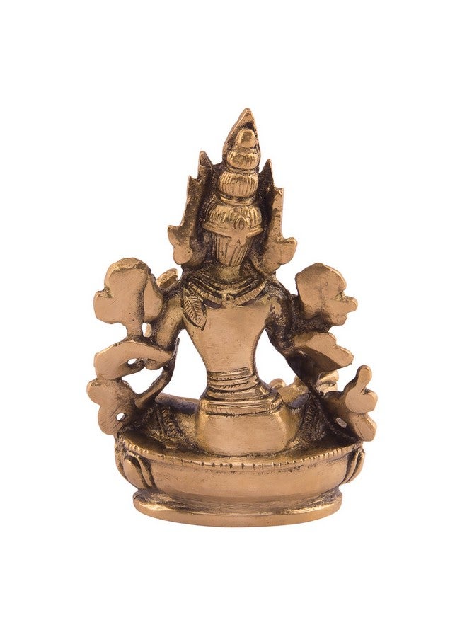 Kartique Brass Idol of Sitting Tara on Beautiful Pedestal for Spiritual Home Decor in Gold Color Height 3.5 Inch - Image 3