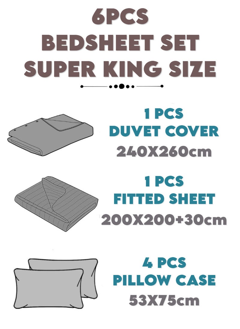 Blueberry 6 Pieces Super King Size Bedding Cover Set - Image 5