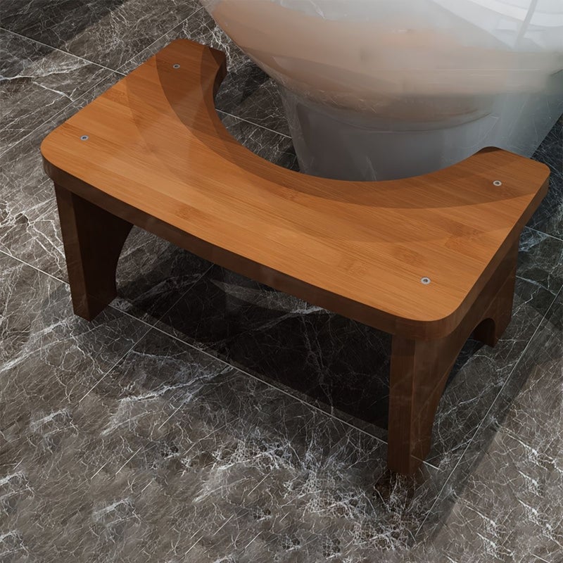 Bamboo Curved Toilet Stool Squat Adult Portable Potty Constipate Helper For Bathroom Bump Proof Polychrome Tea - Image 1