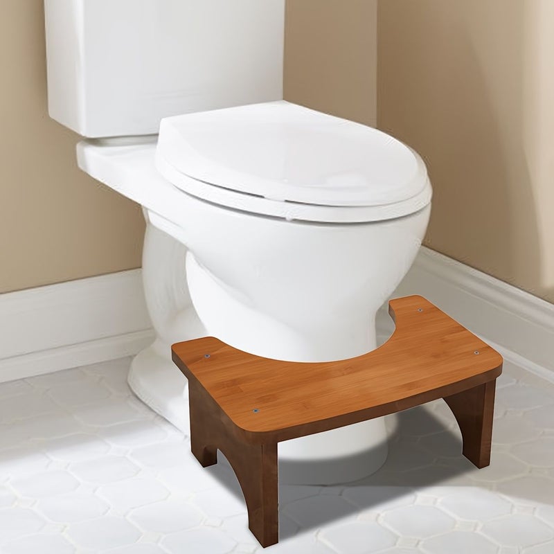 Bamboo Curved Toilet Stool Squat Adult Portable Potty Constipate Helper For Bathroom Bump Proof Polychrome Tea - Image 5