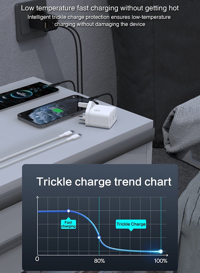 DUDAO 45W Samsung Charger GaN Dual USB-C Fast Charger with USB-C Cable, Compact Type-C Wall Charger, USB C Samsung Charger Laptop Charger, Power Adapter for iPhone, Samsung, Huawei, MacBook, iPad, Laptop – 9-Layer Safety Protection, Smart Temp Control - Image 3