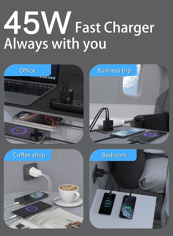 DUDAO 45W Samsung Charger GaN Dual USB-C Fast Charger with USB-C Cable, Compact Type-C Wall Charger, USB C Samsung Charger Laptop Charger, Power Adapter for iPhone, Samsung, Huawei, MacBook, iPad, Laptop – 9-Layer Safety Protection, Smart Temp Control - Image 4