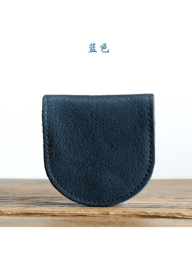 xozgdovg Vintage Mini Genuine Leather Coin Purse Blue [vegetable tanned first layer cowhide] 