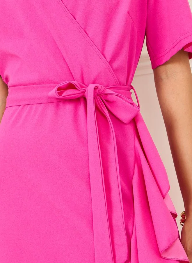 Styli Ruffled Wrap Dress