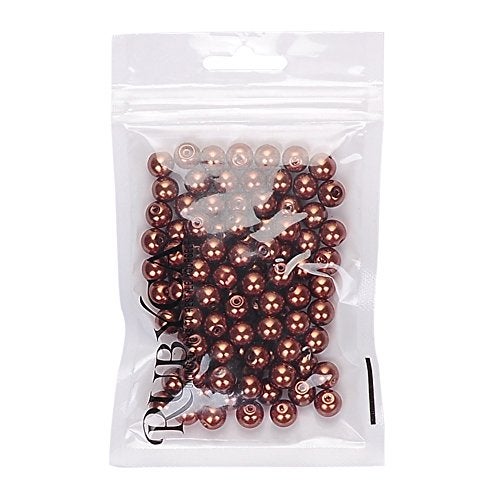 RUBYCA 200Pcs Czech Tiny Satin Luster Glass Pearl Round Beads DIY Jewelry Making 6mm Copper Brown - Image 2