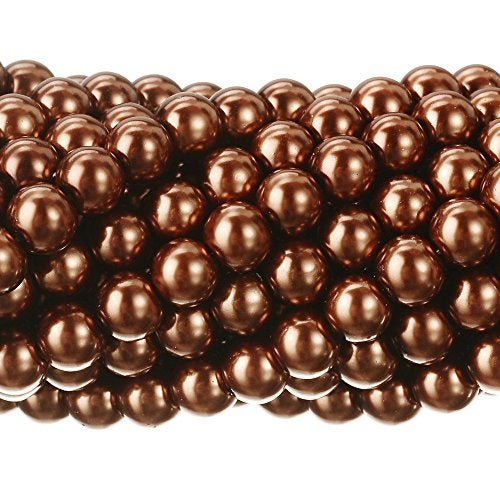 RUBYCA 200Pcs Czech Tiny Satin Luster Glass Pearl Round Beads DIY Jewelry Making 6mm Copper Brown - Image 1
