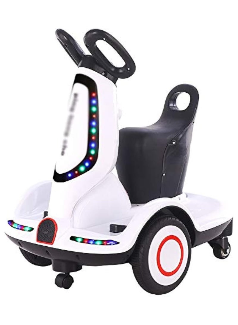 Denx White Multifunctional Electric Scooter for Kids White Three-Wheel Electric Scooter with Dual Motor, Music and Lights Electric Car for Kids White Balance Scooter for Kids Boys and Girls Remote Control Toy Car - Image 1