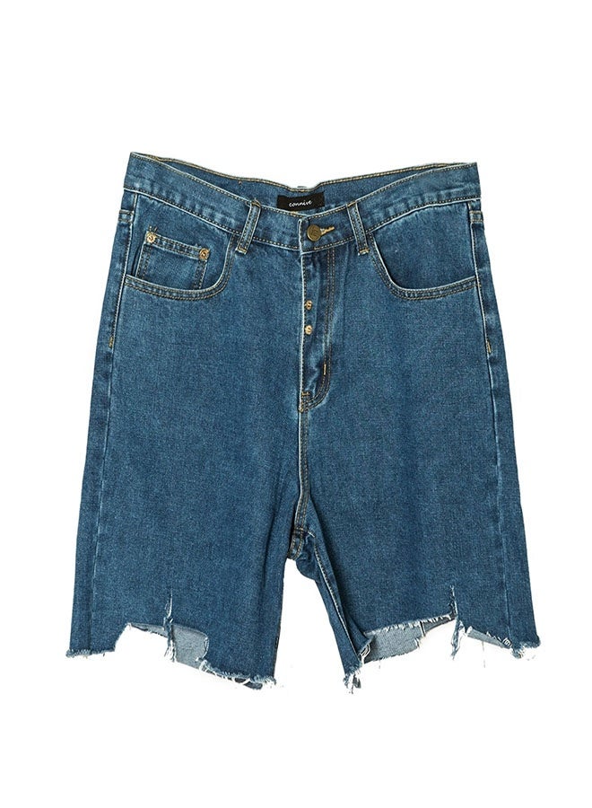 Men's loose thin stretch straight denim shorts - Image 1