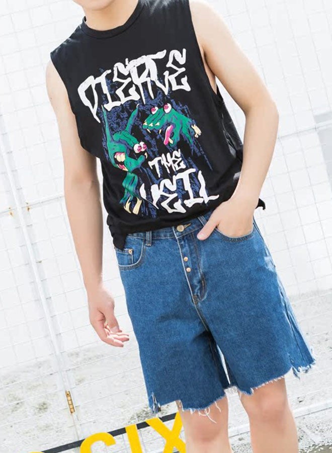 Men's loose thin stretch straight denim shorts - Image 4