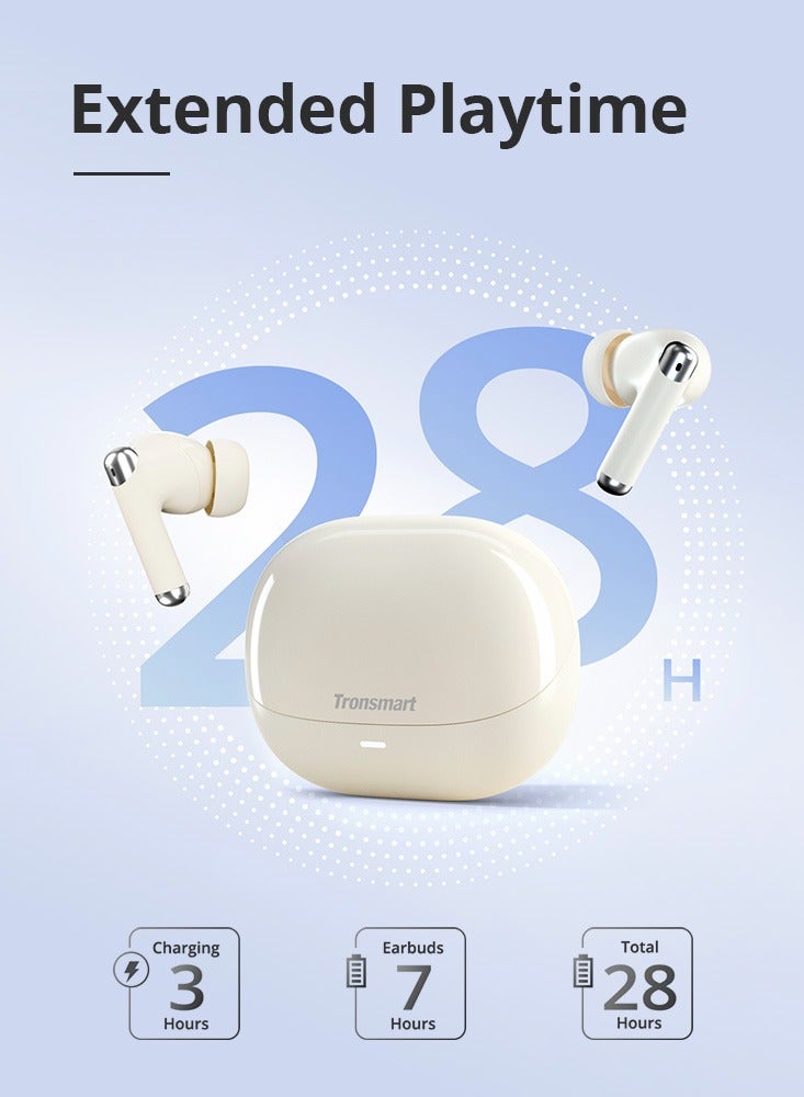 Tronsmart Sounfii R4 Wireless Earbuds ENC Bluetooth 5.3, Earphones,Hifi Stereo Sound with Dual Drivers, Earphones Deep Bass,In Ear Headphones Tiny Size,27H Playtime for Music,Calls,Sports,TV (Beige) - Image 3