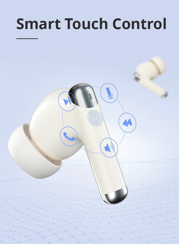 Tronsmart Sounfii R4 Wireless Earbuds ENC Bluetooth 5.3, Earphones,Hifi Stereo Sound with Dual Drivers, Earphones Deep Bass,In Ear Headphones Tiny Size,27H Playtime for Music,Calls,Sports,TV (Beige) - Image 2