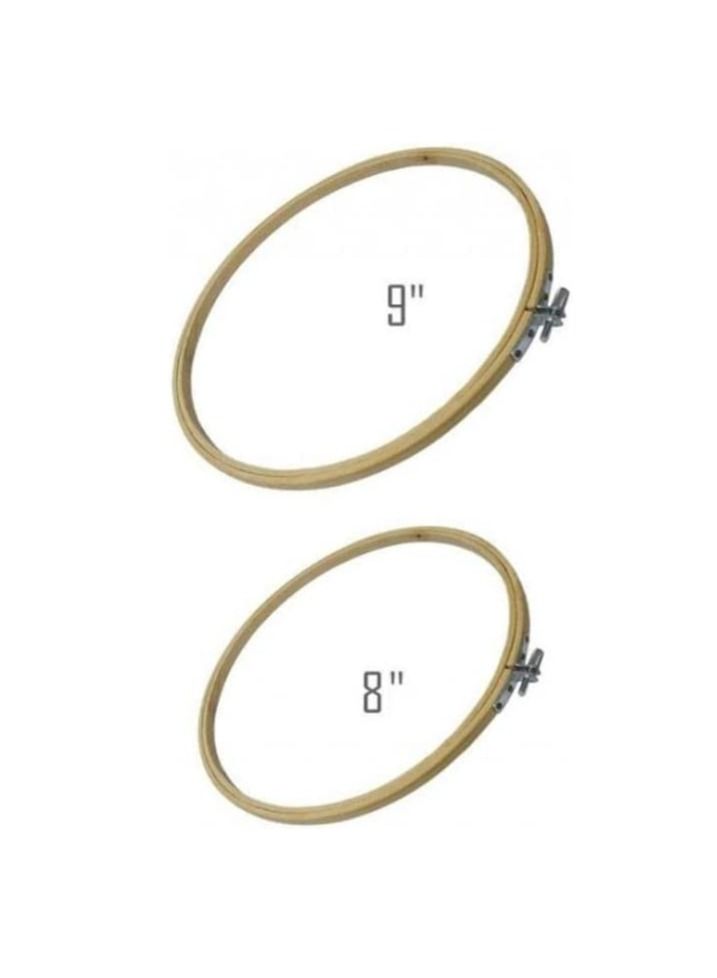 Alissa 2-Piece Premium Bamboo Embroidery Hoops (8” & 9”) – Strong Wooden Cross Stitch Frames for Needlework, DIY Crafts, Fabric Art & Bandages  - Image 2