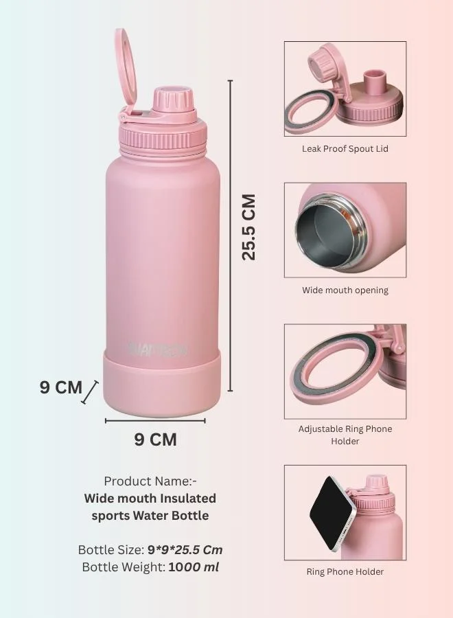 Casa Quesera  SNAPTRON® HYDROPOP 1000ml Insulated Sports Water Bottle – Large Capacity, Portable, Leakproof with Anti-Slip Bottom  | Best Price UAE