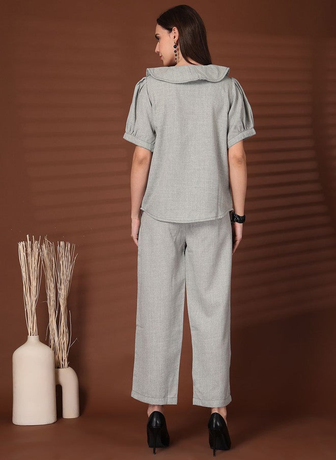 PlusS Grey Co-Ord Set With Round Neck Top For Women - Image 5