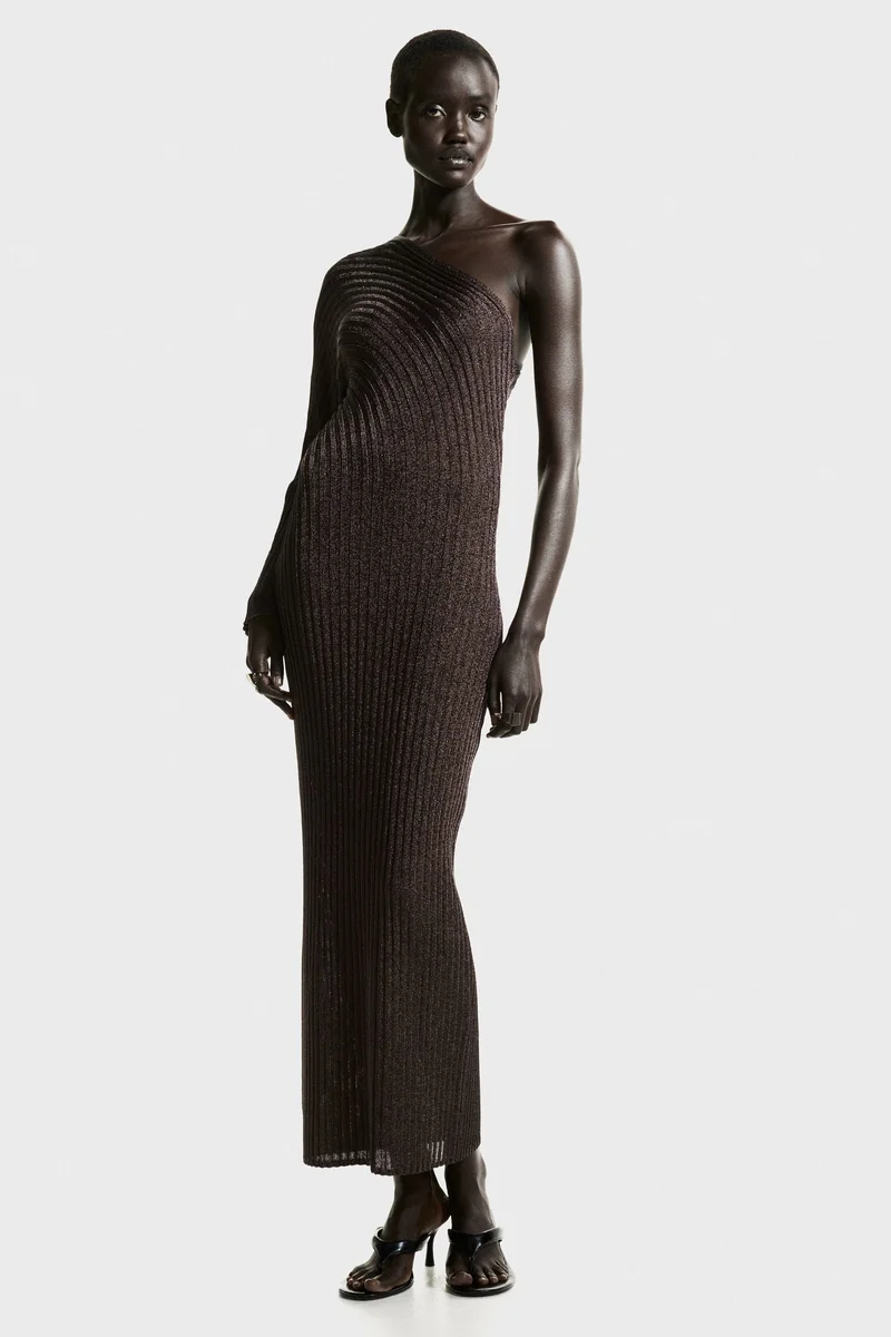 H&M Metallic one-shoulder dress