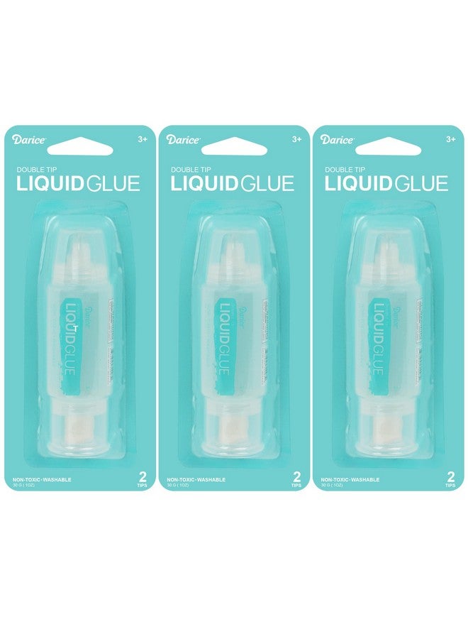 Darice Liquid Glue 3 Pack - 1 Oz Adhesive Glue For Scrapbooking Photo Mounting - Crafting Glue With Dual Tip Dispenser For Precise To Full Coverage - Dries Clear - Image 1