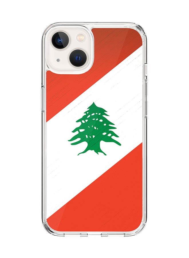 Stylizedd Classic Clear for Apple iPhone 14 Case Hybrid Soft Cover Flexible Edges Anti Drop TPU PC Gel Thin Transparent Cover [ Designed for Apple iPhone 14 ] - Flag Of Lebanon Full Print