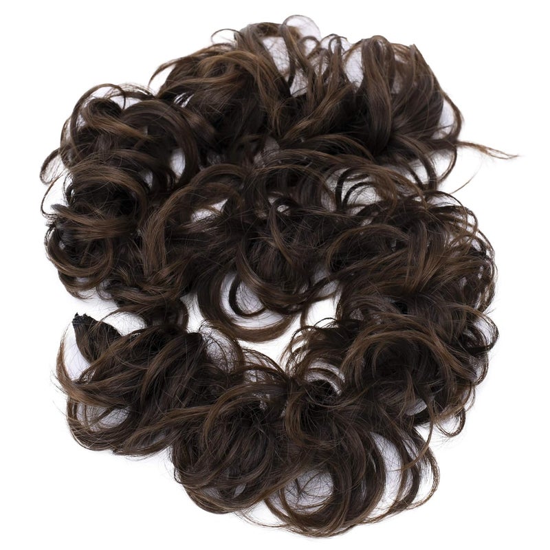 CAISHA Hairpiece Hair Wrap Heatresistant Synthetic Fibres Curly Messy Updo Brown HW24