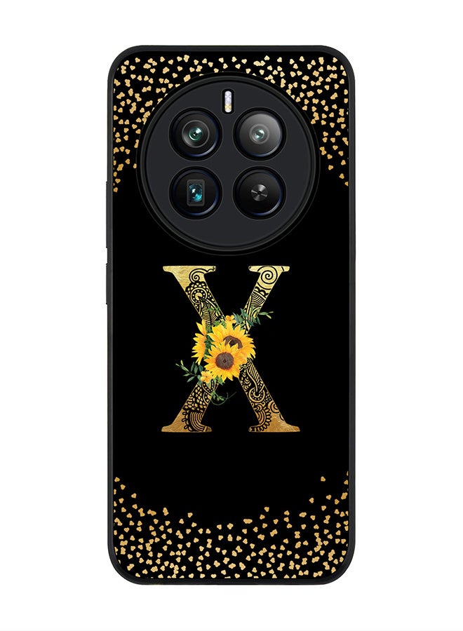 Stylizedd Rugged Black edge case for Realme 12 Pro / Realme 12 Pro Plus 5G, Custom Monogram Initial Letter Mandala Floral Pattern Alphabet-X (Black) - Image 1