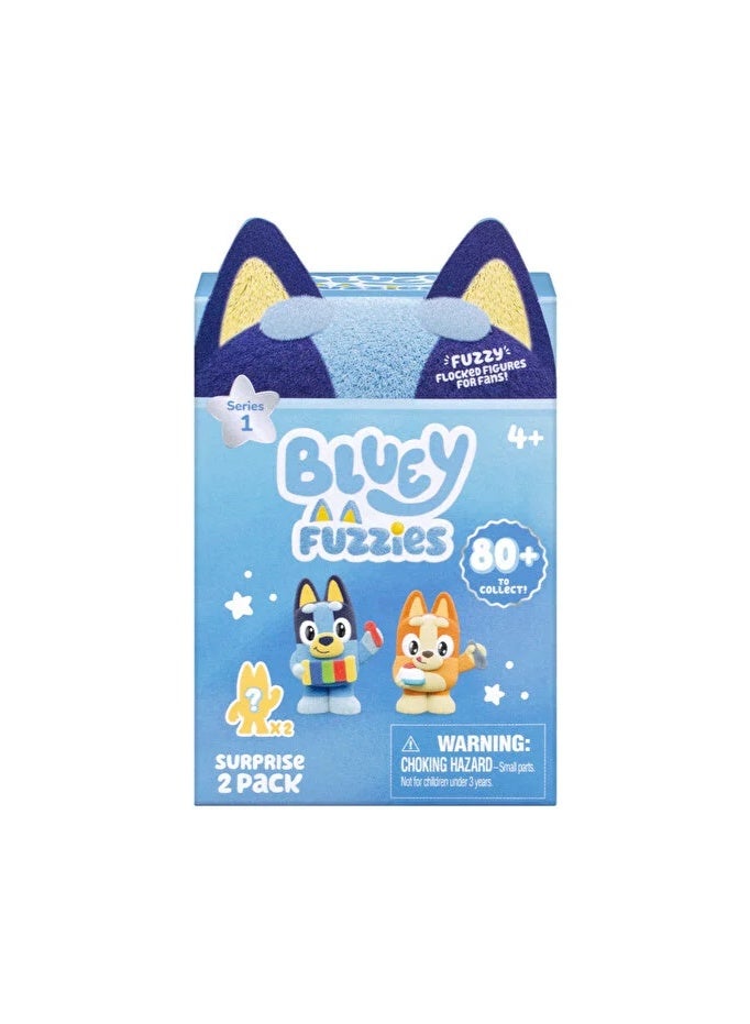 Bluey S14 Fuzzies Surprise Figure 2 Pack 19295 – 2 Flocked Mini Collectible Figures, Soft Touch Fuzzy Finish Toy