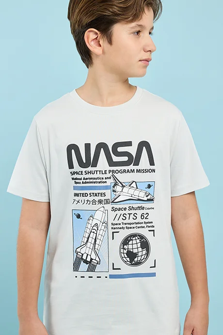 R&B Printed T-Shirt with Crew Neck and Short Sleeves