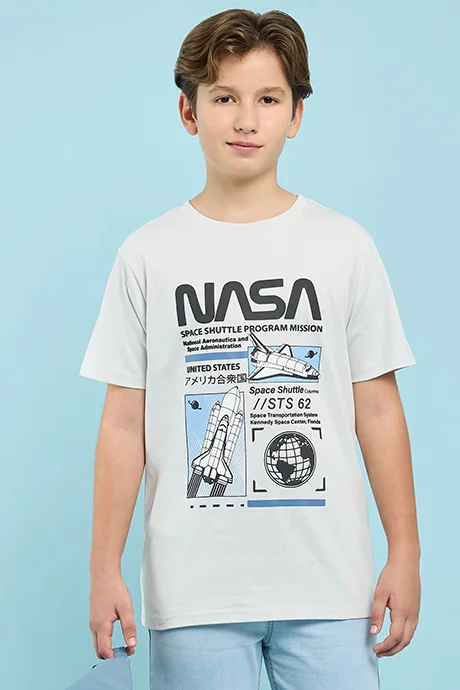 R&B Printed T-Shirt with Crew Neck and Short Sleeves